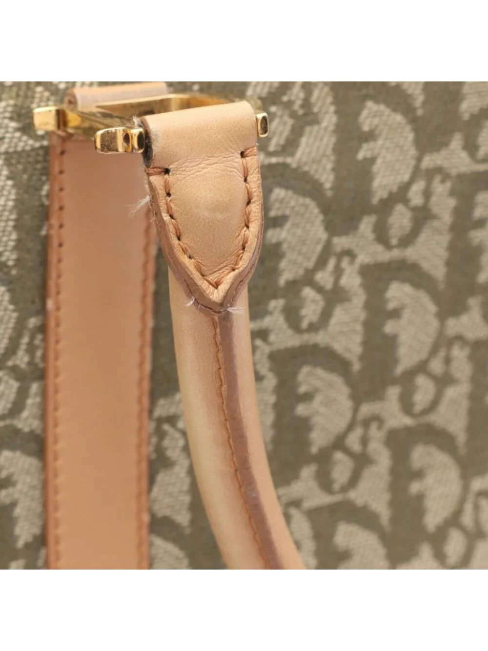 Dior Tote Trotter Green Beige Canvas Leather